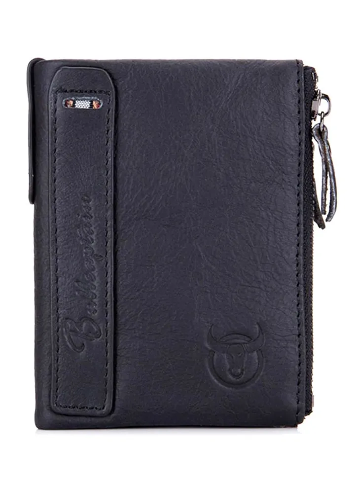 Bullcaptain Genuine Leather Bifold Wallet Black