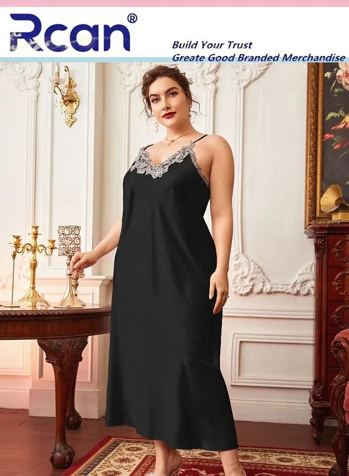 Fashion French Retro Pajamas V Neck Backless Suspender Dress Soft Satin Sleepwear Nightdress Loungewear Skirt Plus Size for Women Summer