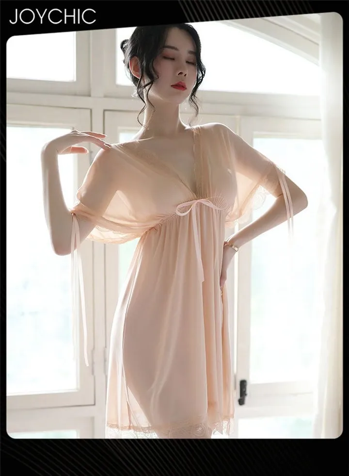 Lace Detail Backless Nightdress Beige for Women