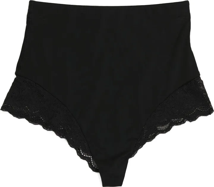 High Rise Shaper Thong With Lace