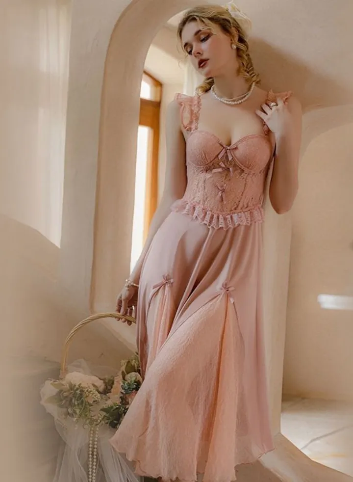 Mesh suspender nightgown
