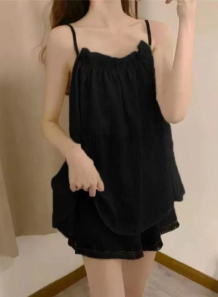 Thin suspender pajamas set