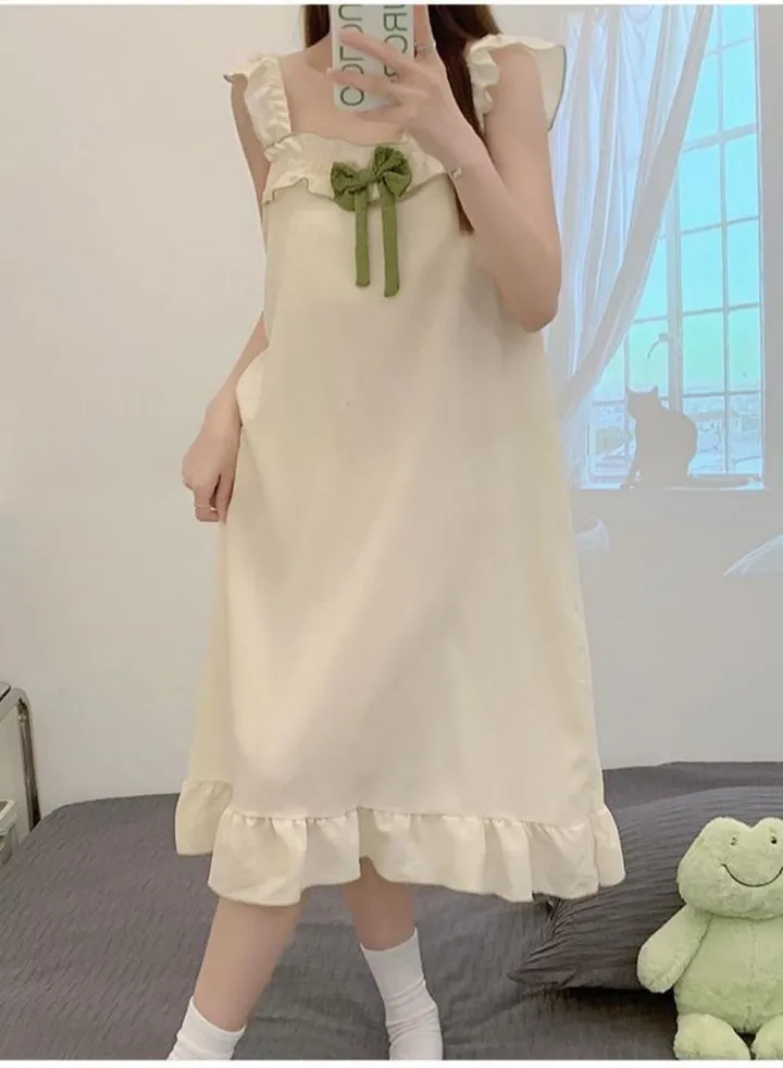 Bow tie sweet style suspender pajamas