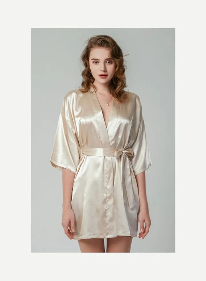 Silk Nightgown With Belt Champagne