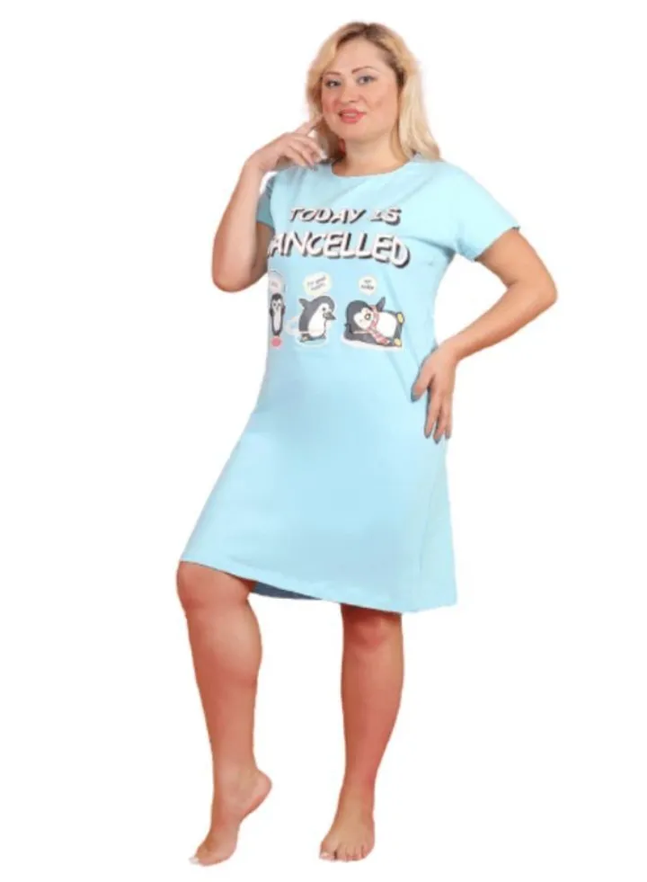 Cotton night dress with short sleeves loose elegant large sizes