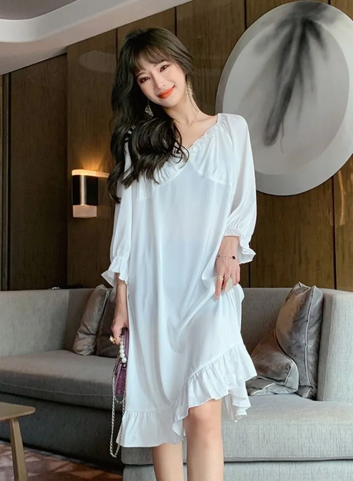 Ice silk thin loose dress pajamas