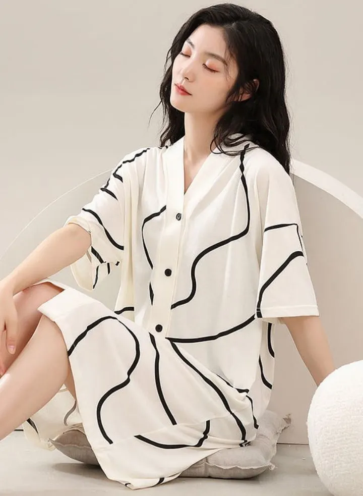 Cardigan simple casual lazy style nightgown