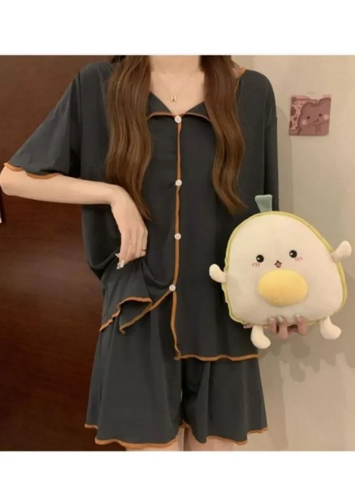 Korean style thin button ice silk pajamas