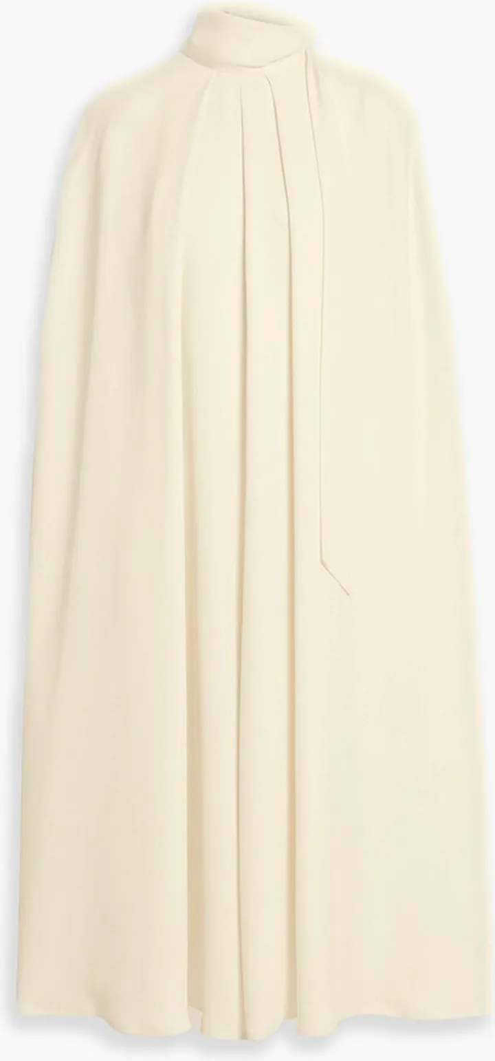 Cape-effect pleated silk-crepe midi dress