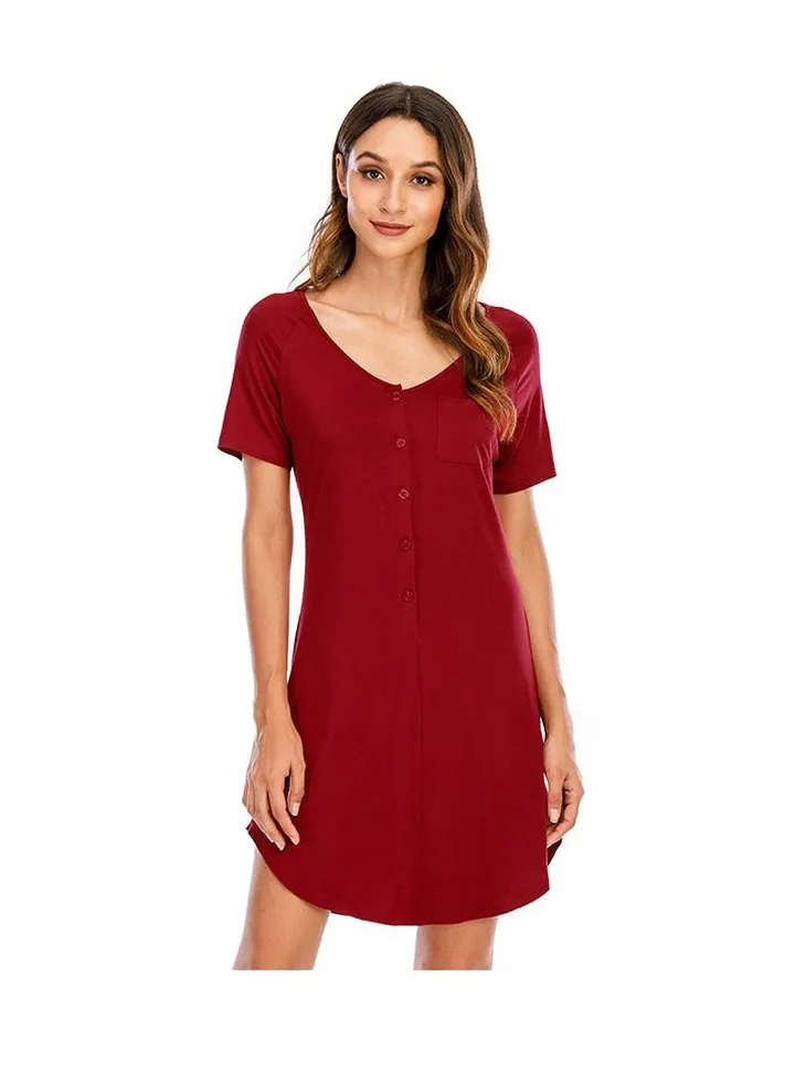 Women's Loose Button Casual Nightdress