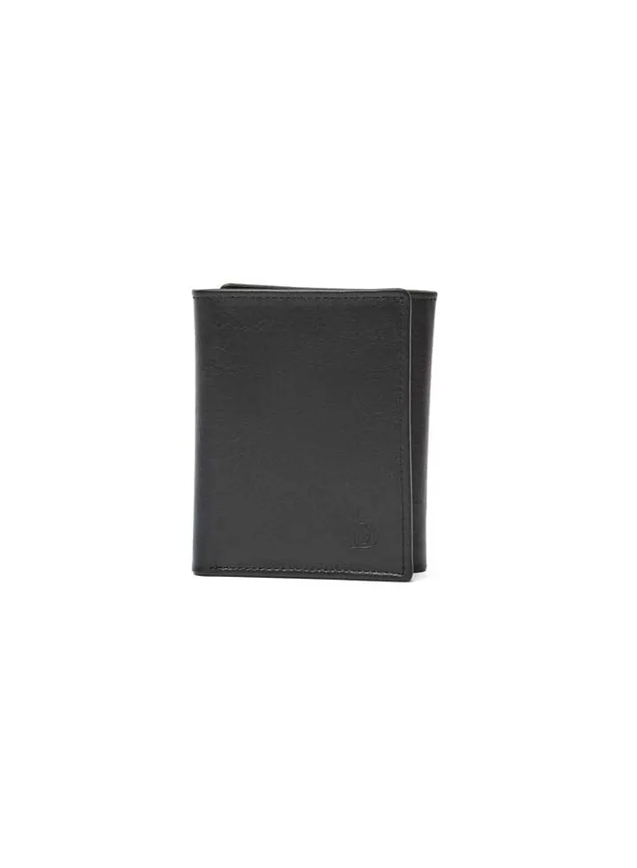 Fashionable Logo Embellished Genuine Leather Tri-Fold Wallet With Card Holder And Id Window