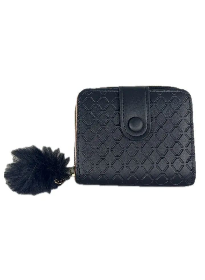 Leather Zip Around Wallet For Women - Black