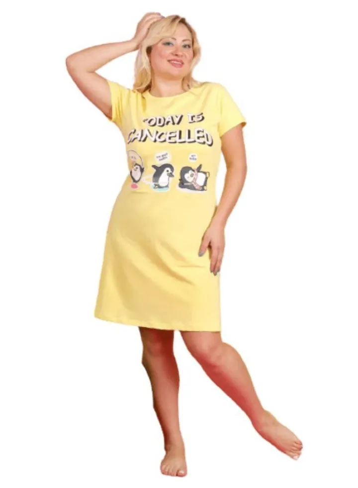 Cotton night dress with short sleeves loose elegant large sizes