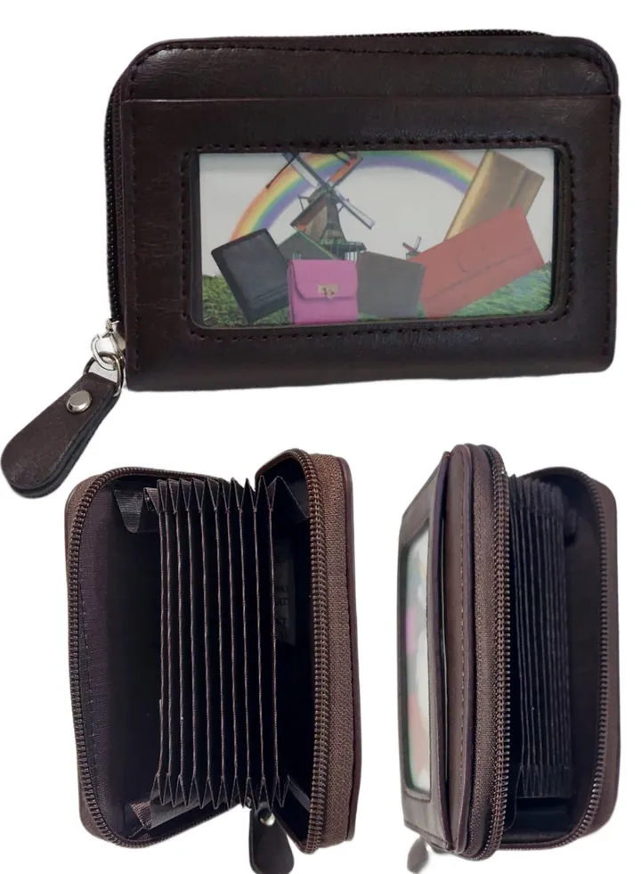 Pu leather unisex zip credit cards and money light wallet