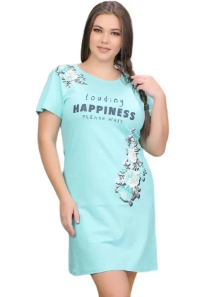 Cotton night dress with short sleeves loose elegant large sizes