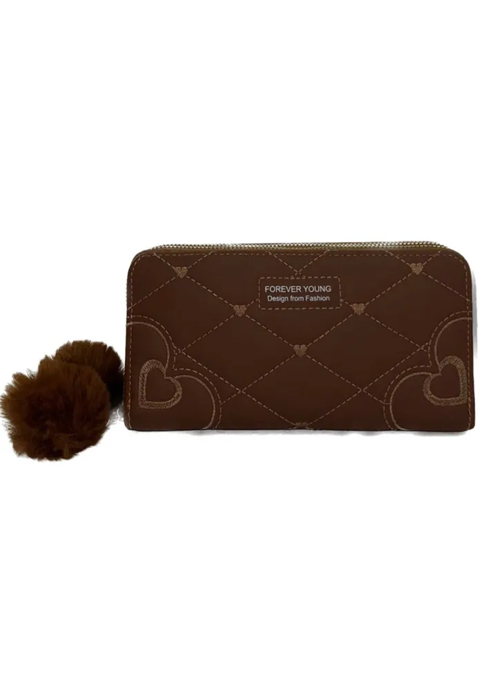 Leather Flip Wallet For Women - Havana
