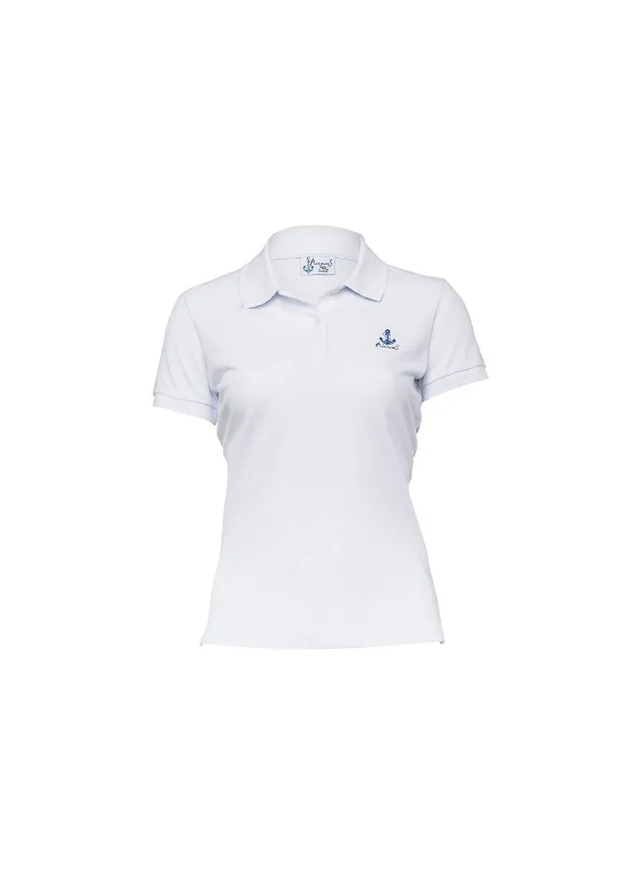 Collared Neck Casual Polo White