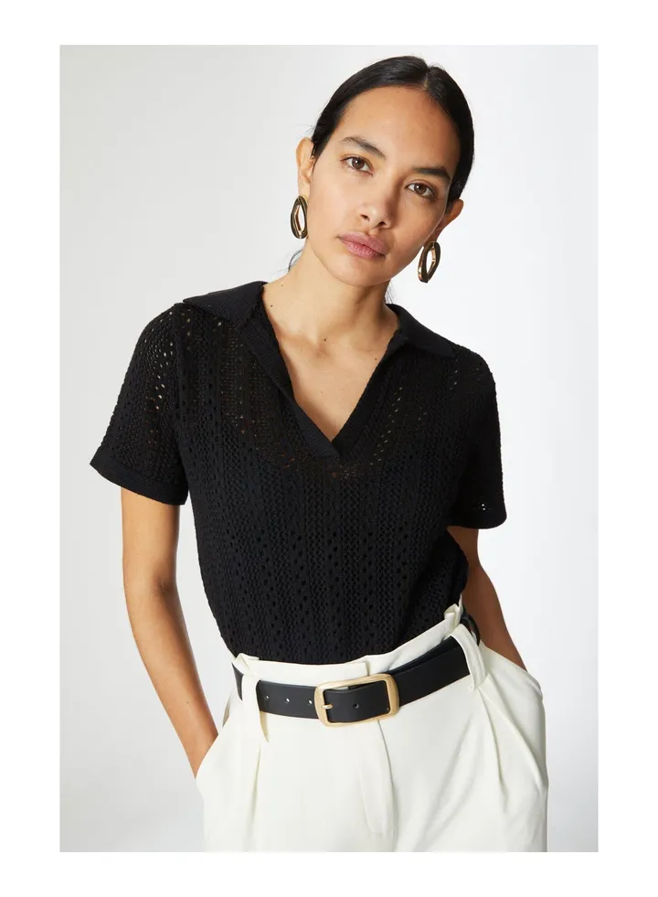 Crochet Knitted Polo Top