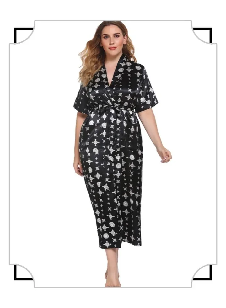 Women's Loose Bathrobe Pajamas Ice Silk Cardigan Clothing Home Dress Romantic And Elegant Pajamas Women's Robe