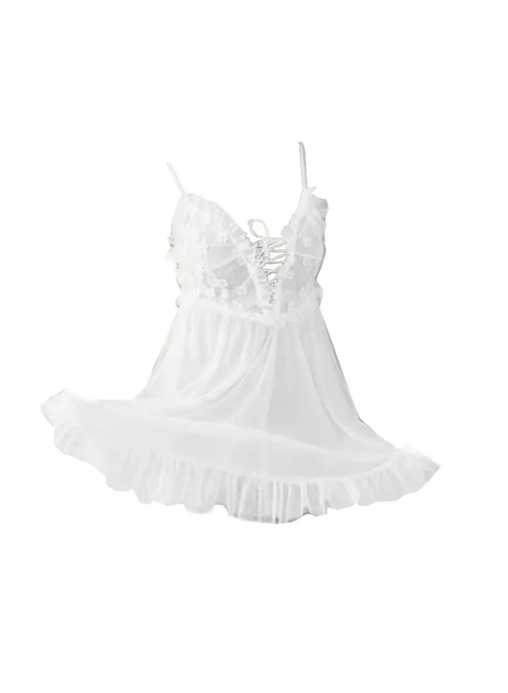 Lace Mesh Nightgowns with Panty Pajamas Set for Women