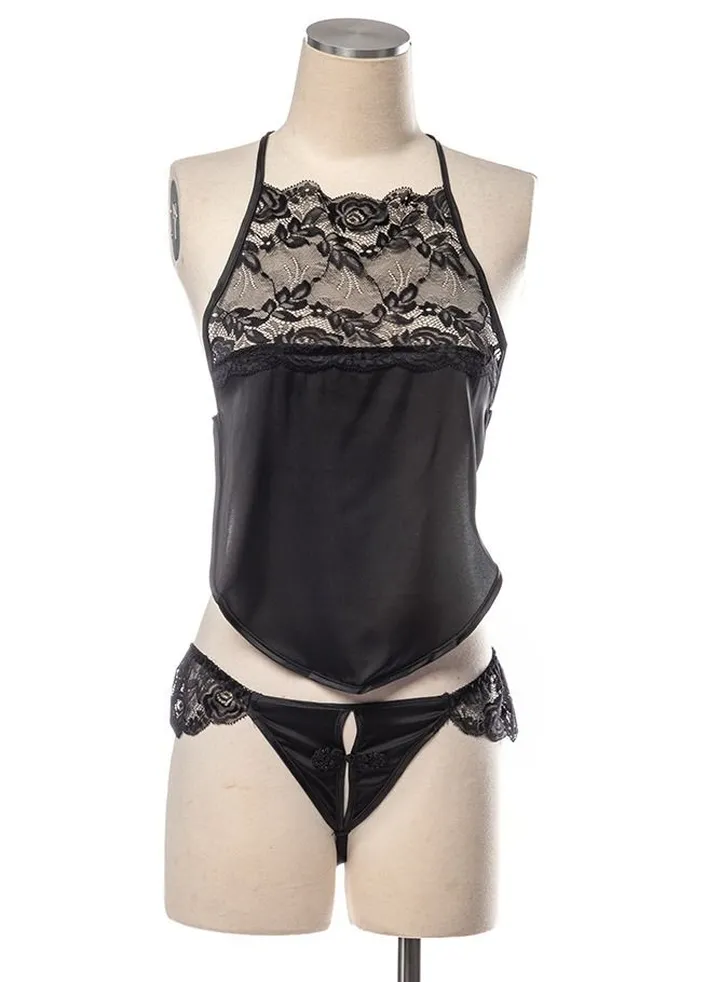 Retro Bowknot Suspender Bellyband Lingerie Set