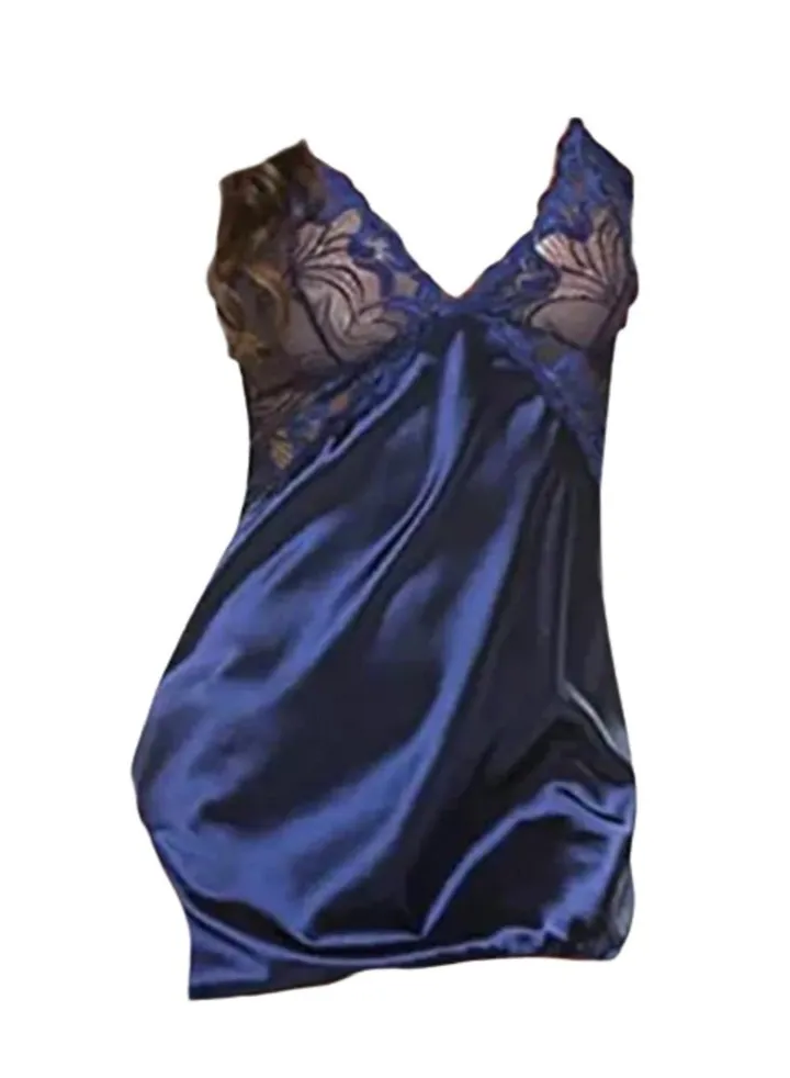 Lace Floral V-Neck Sleeveless Lingerie Nightdress Set for Women