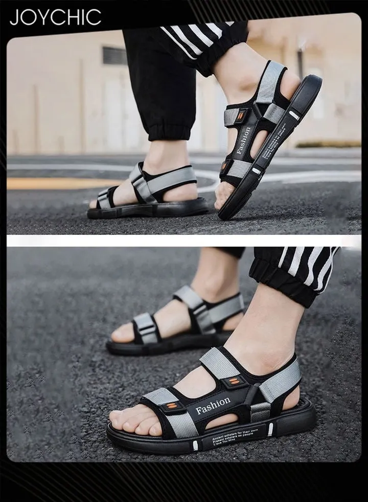 Men's Trendy Outdoor Personalized Sandals Household Anti-slip Summer Beach Sandals Black+Grey