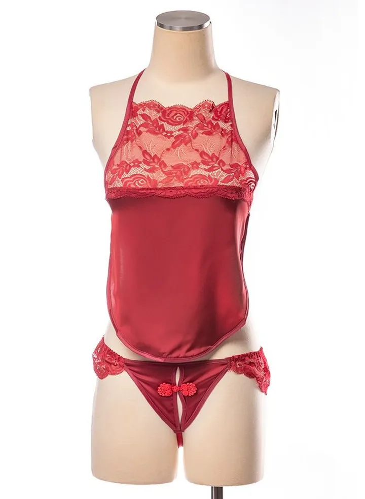 Retro Bowknot Suspender Bellyband Lingerie Set