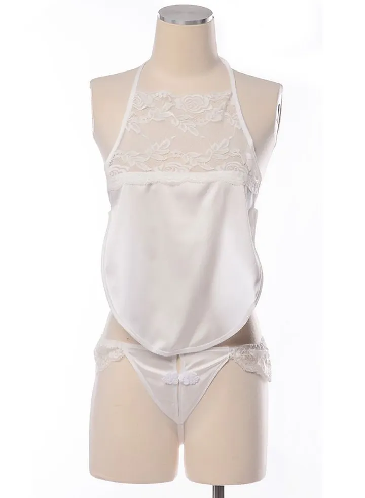 Retro Bowknot Suspender Bellyband Lingerie Set