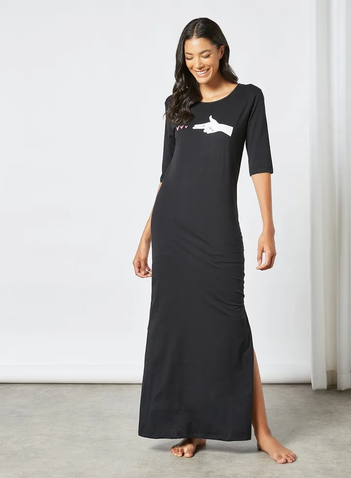 Maxi Nightdress Black