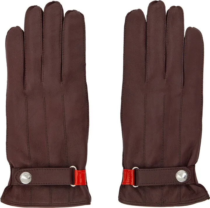 PS by Paul Smith Burgundy Strap Gloves