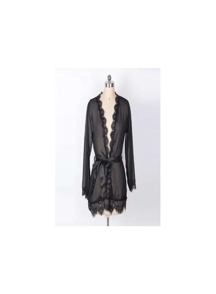 Frilled Hem Night Gown Black