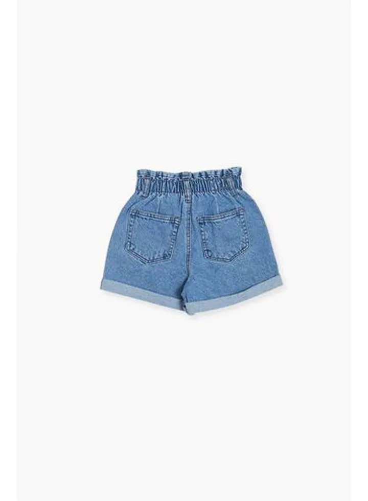 Girls Paperbag Denim Shorts