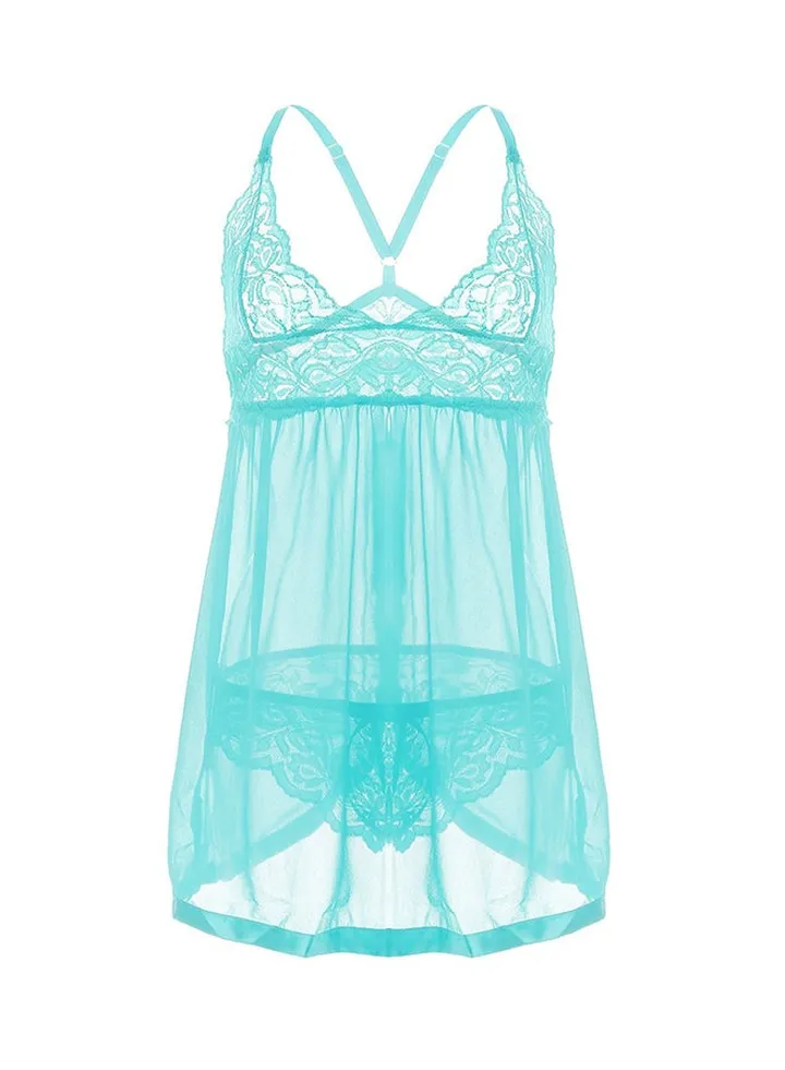 Lace Babydoll Mesh Chemise Sleepwear Green