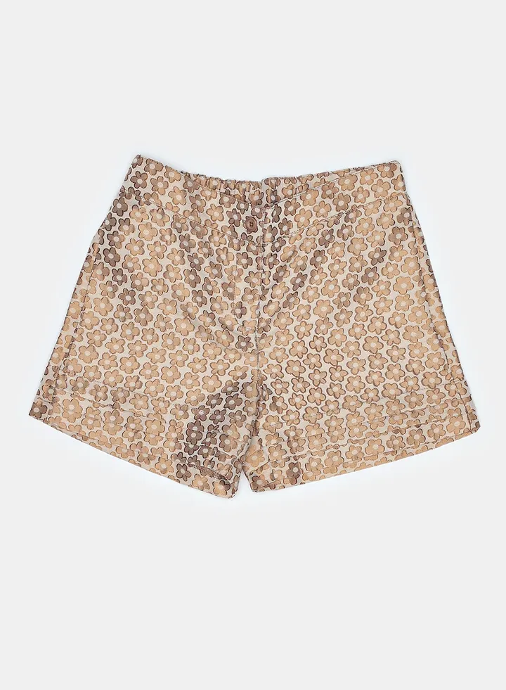 Girls Short Brown Print