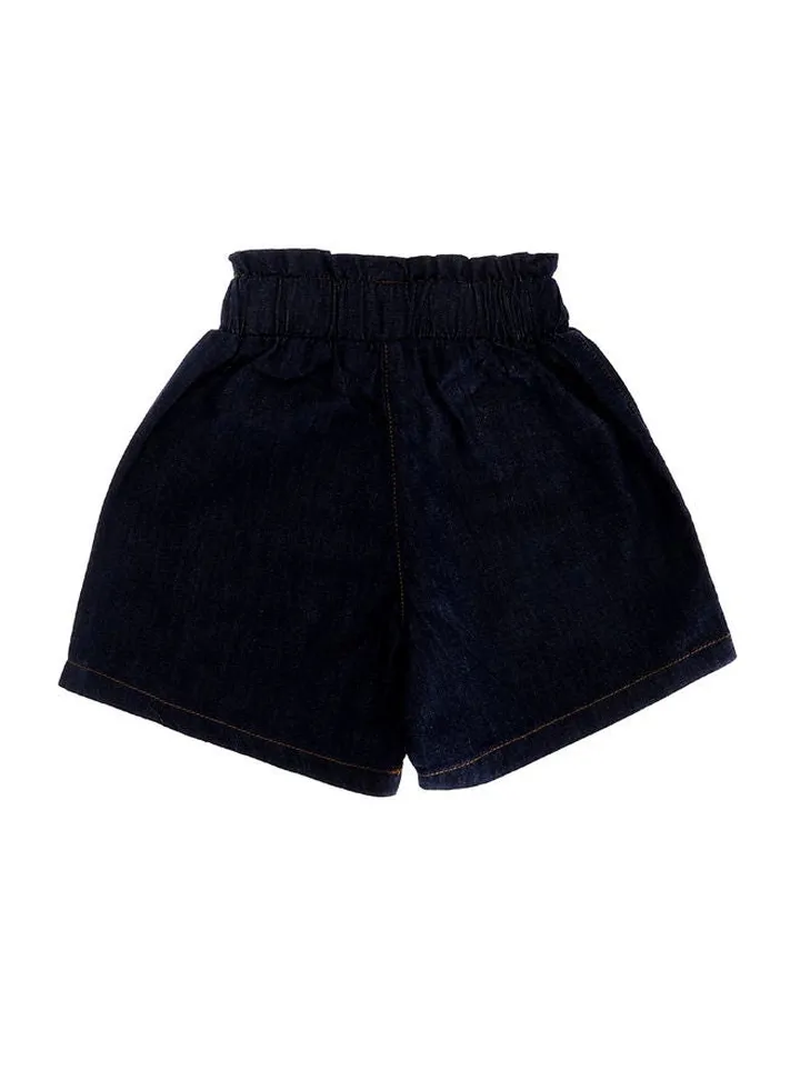 Girls Jeans Shorts With Ribbon