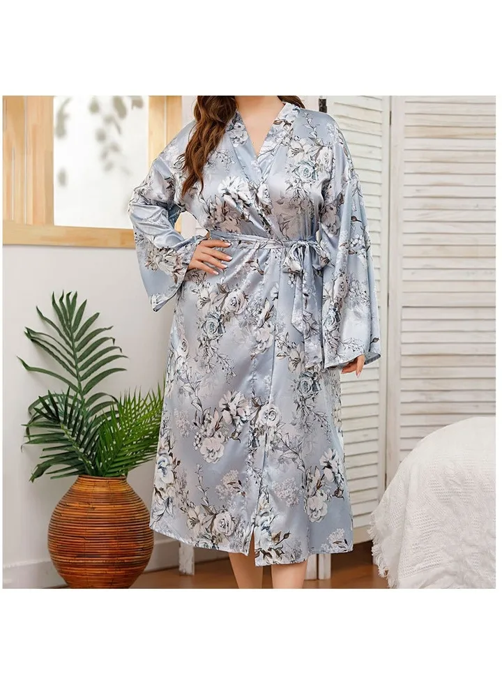 Nightgown Plus Size Nightwear Women Home Clothes Pajama Autumn Nightdress Flower Night Dress