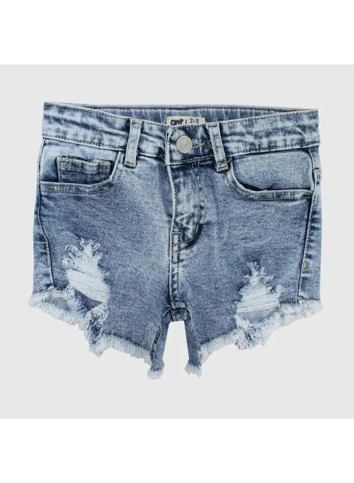 Blue Ripped Jean Shorts