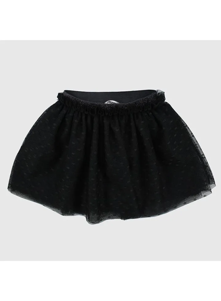 Black Dotted Ruffled Skirt
