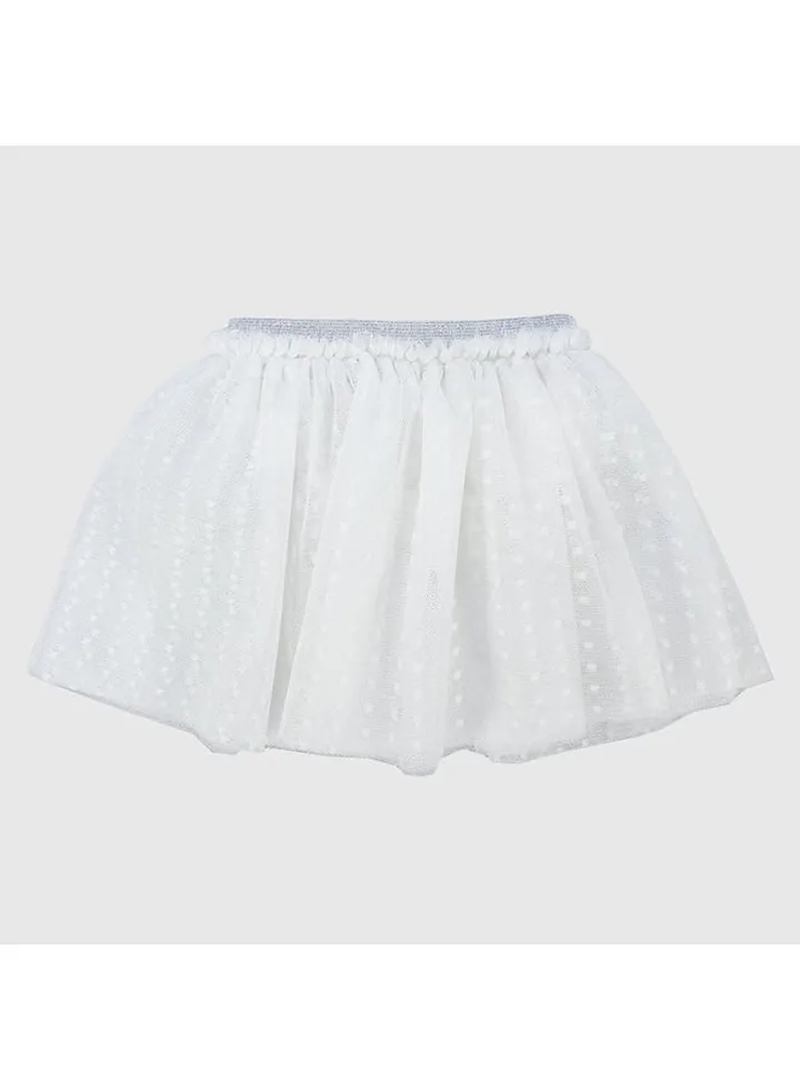 White Dotted Ruffled Skirt