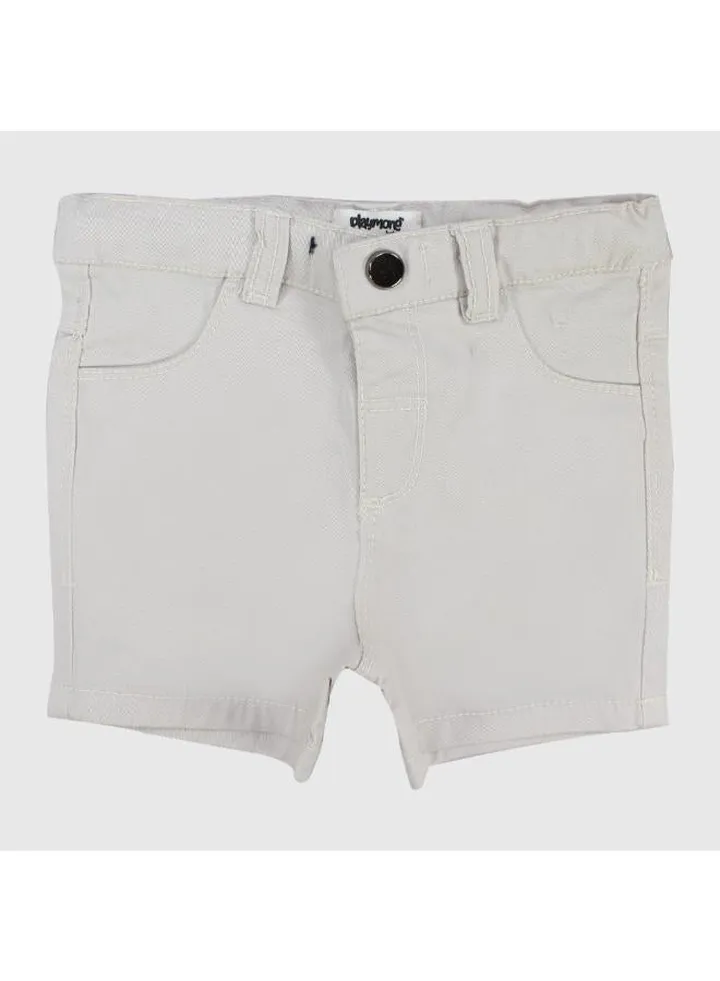 Unisex Beige Gabardine Shorts