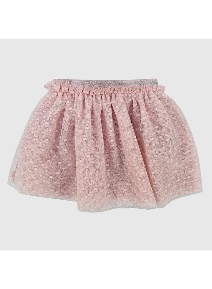 Pink Dotted Ruffled Skirt