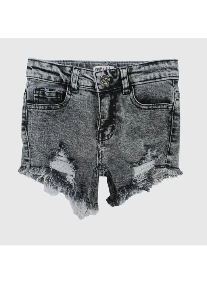 Black Ripped Jean Shorts