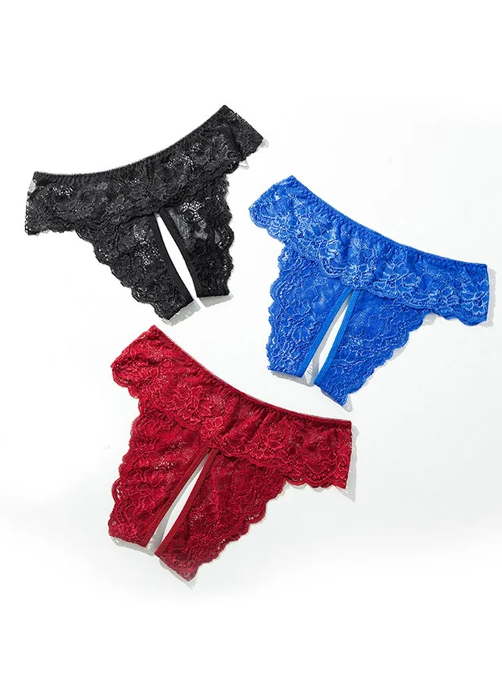 3 Pcs Women Girl Lace Briefs Set Lingerie wear Comfortable Underwear Anti-bacterial Breathable Waist Body Shaper Underpants Panty Slimming Elastic Briefs,Honeymoon Evening Wear 2XL