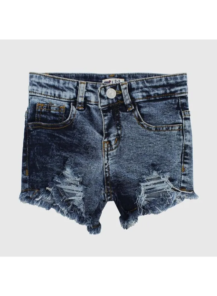 Navy Ripped Jean Shorts
