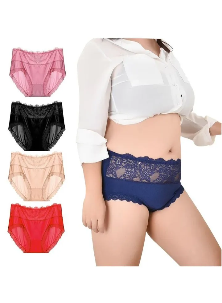5Pcs Oversized High Waist Lace Panel Women's Panties