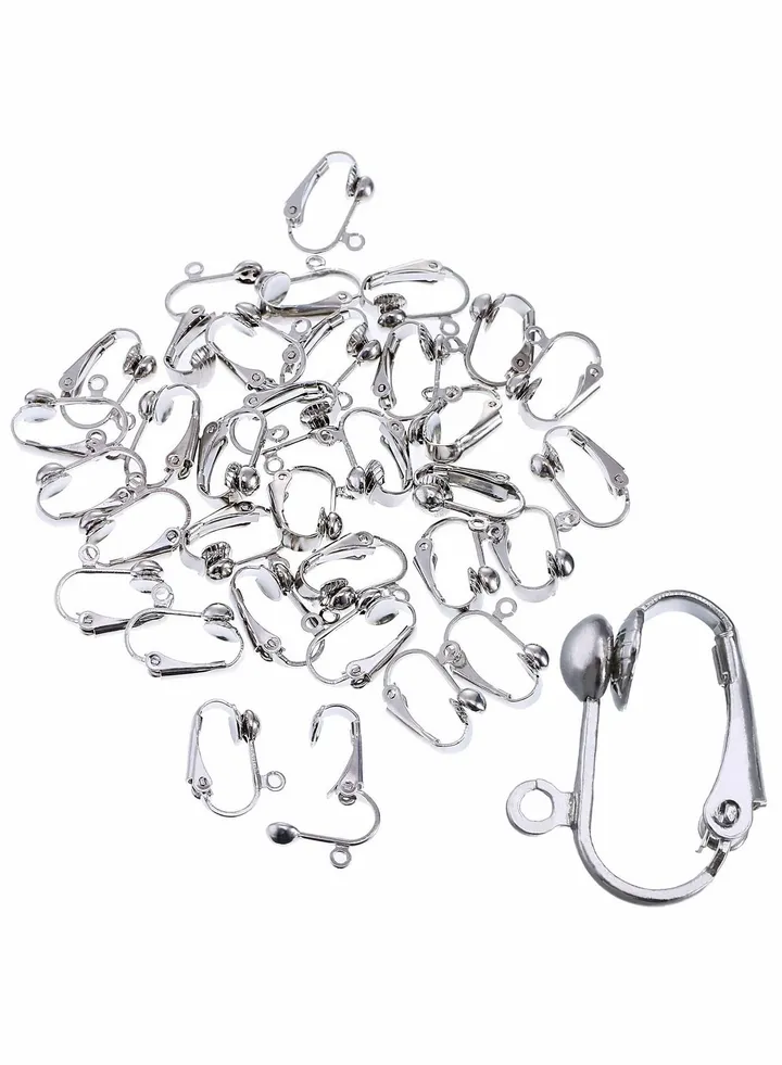 Clip-on Earring Converter, Earring Clip Backs Non-pierced Earring Findings Dangle Earring Clips with Easy Open Loop and Silicone Earring Pads for None Pierced Ears
