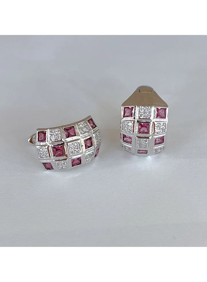 Fashion women pyrope gem stone earrings,925 silver plated by white gold,with national jewelry inspection certificate