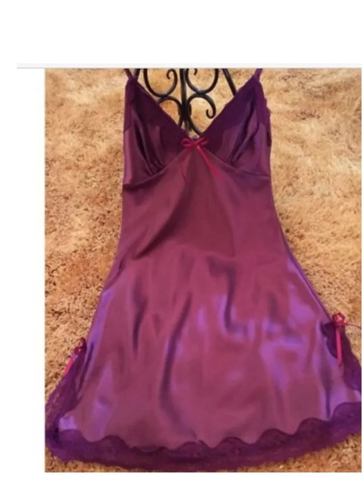 Women Breathable Lace Robe Dress Baby doll Nightdress Nightgown Sleepwear