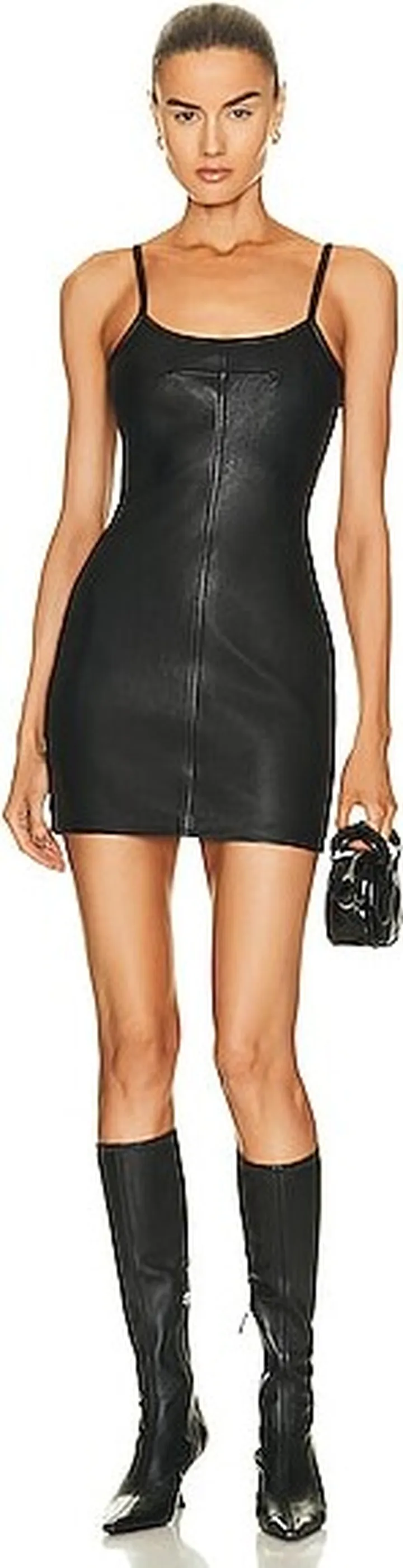 Alexander Wang Leather Bodycon Tank Dress in Black